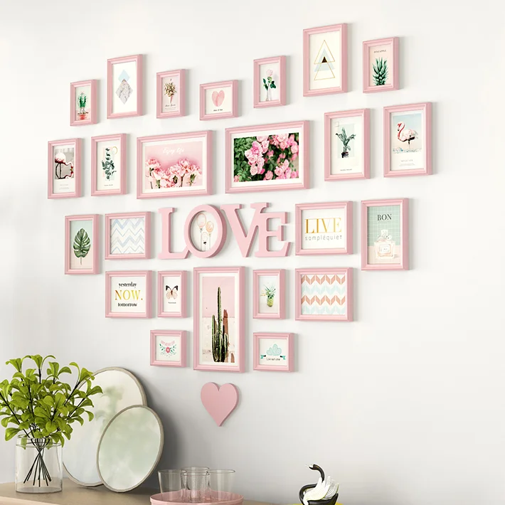 

Art Vintage Photo Wall Aesthetic Postcard Nordic Exquisite Diy Room Photo Wall Wood Frame Display Marco Fotos Home Decor DE50PW