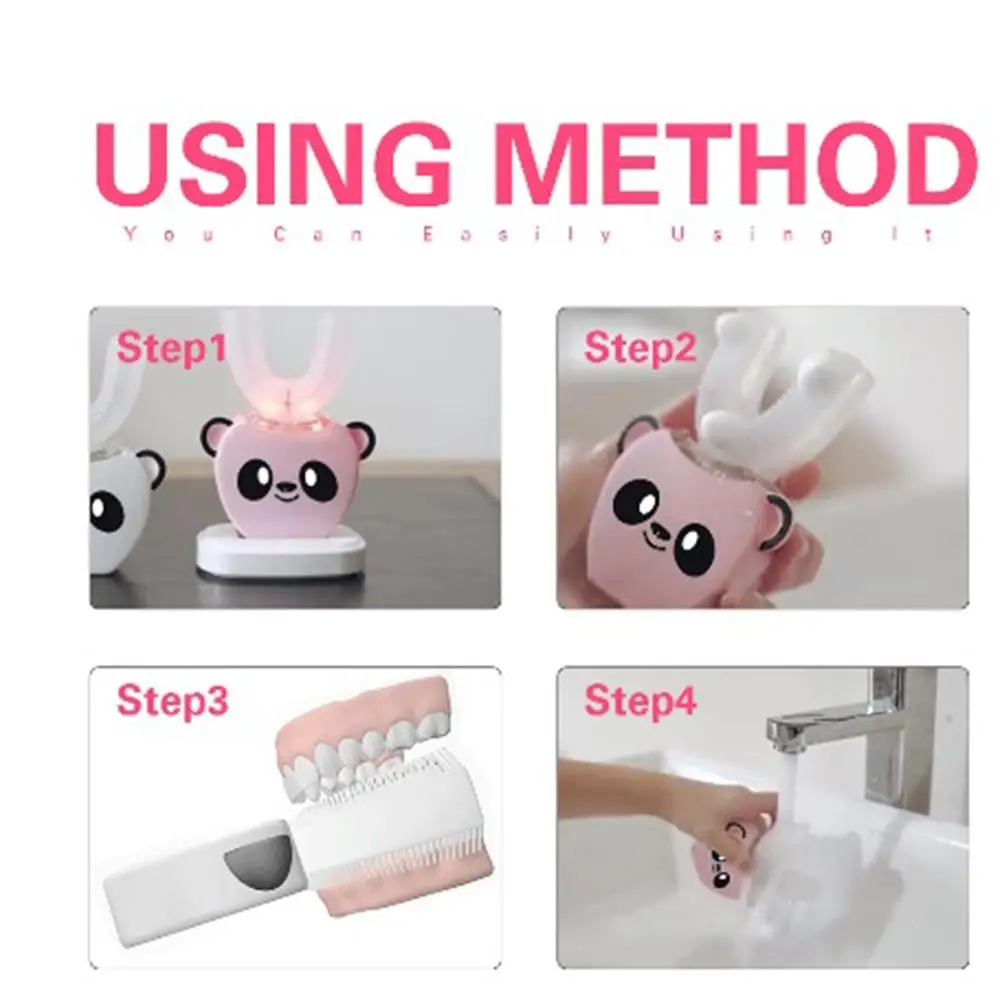 

Smart 360 U Children Electric Toothbrush Kids Soft Silicone Automatic Ultrasonic Teeth Tooth Brush Cartoon Pattern With Music