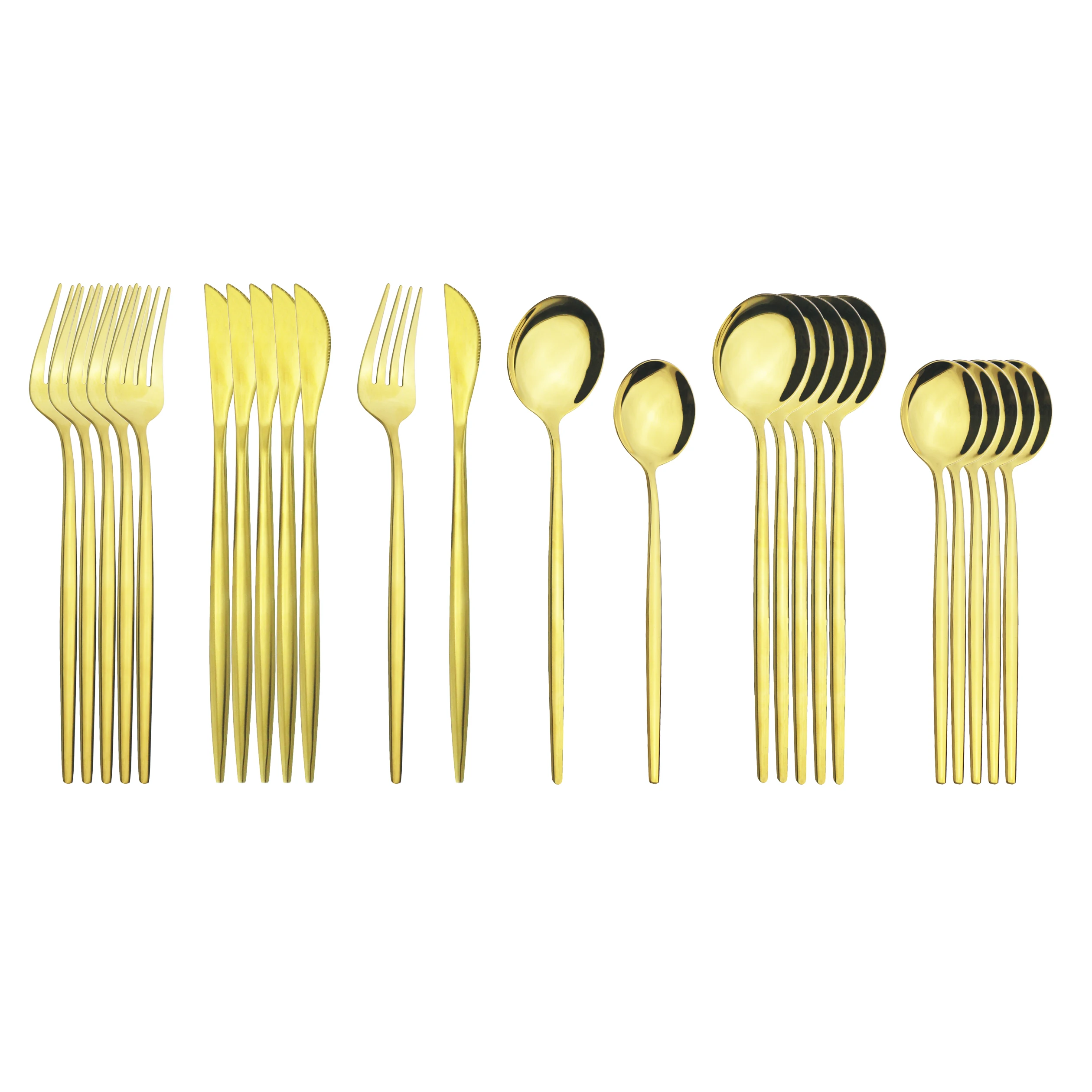 Набор золотых столовых приборов комплект из 24 ложек нож вилка десертная ложка