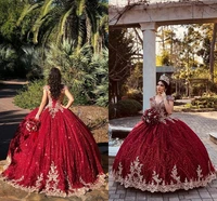 gy dark red beaded ball gown gold beads sweet 16 dress pageant gowns quinceanera dresses vestido de 15 anos a%c3%b1os quincea%c3%b1era