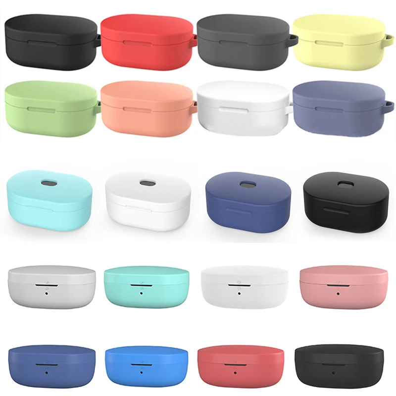 Силиконовый чехол для Redmi Airdots защитный с крючком Xiaomi Mi AirDots 2 наушников коробка