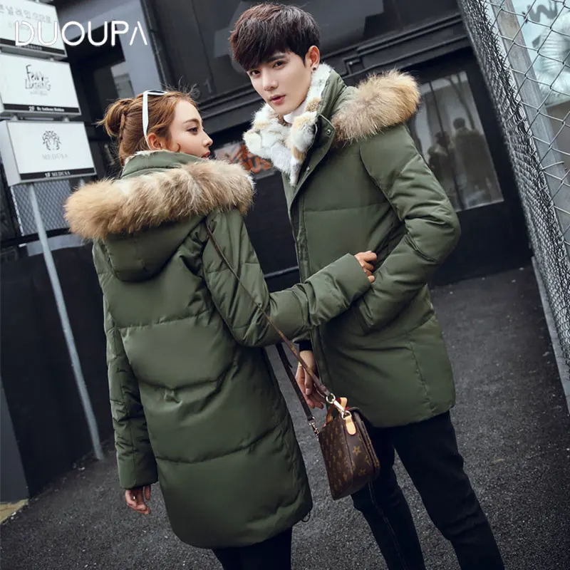 2019 Зимний пуховик зеленого цвета в армейском стиле длинная куртка Корейском