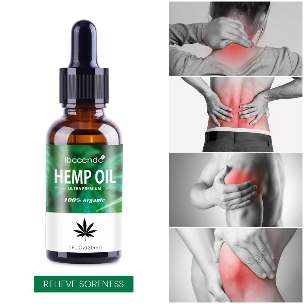 

100% Organic Hemp Oil 2000mg Bio-active Hemp Seeds Oil Extract Drop for Pain Relief Reduce Anxiety Better Sleep Essence 30ml