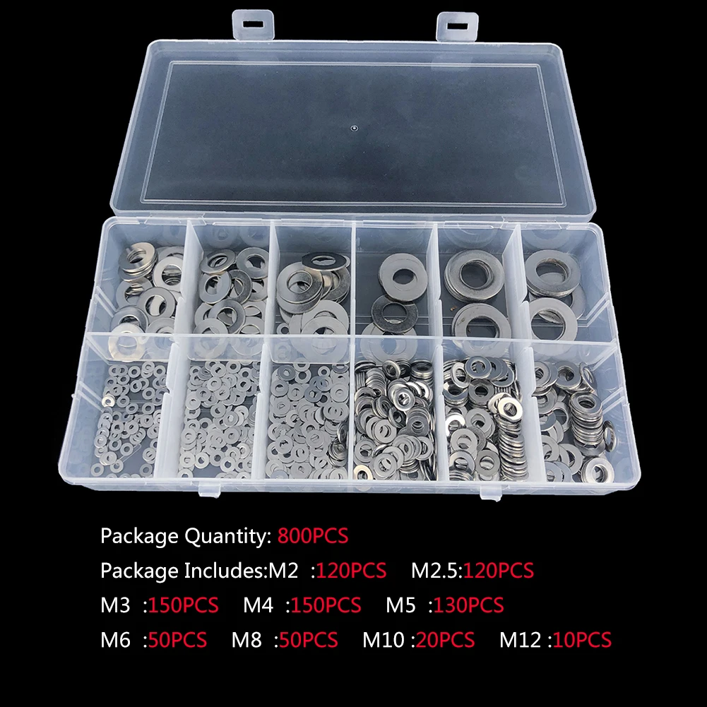 

M2-M12 Flat Washer part Model Useful 1 set Boxed Stainless Steel Steel