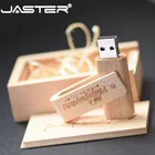 JASTER USB 2,0 деревянный вращающийся Флешка usb флэш-накопитель 4 ГБ 8 ГБ 16 ГБ 32 ГБ 64 Гб карта памяти Держатель Ручки Пользовательский логотип свадебный подарок