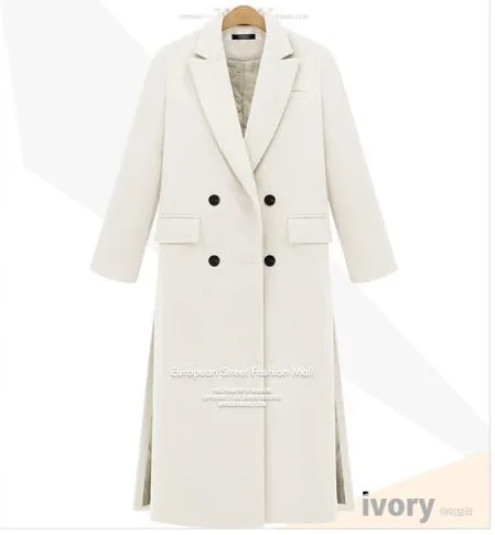 Повседневные длинные зимние модные шерстяные пальто с широкой талией из