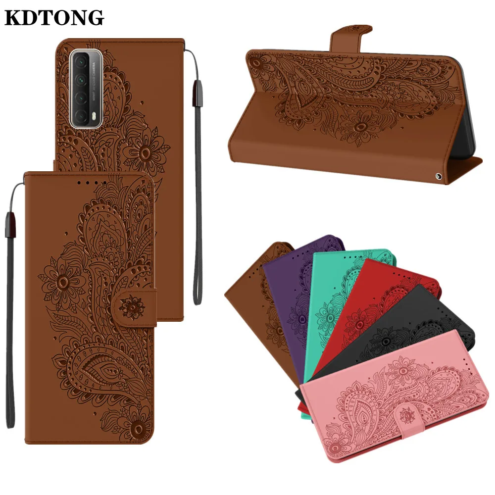 

Wallet Leather Phone Case for Huawei P Smart 2021 2020 Y6 Y5 2019 Y6P Y5P P30 P20 Lite Etui Peacock Emboss Multi Function Cover