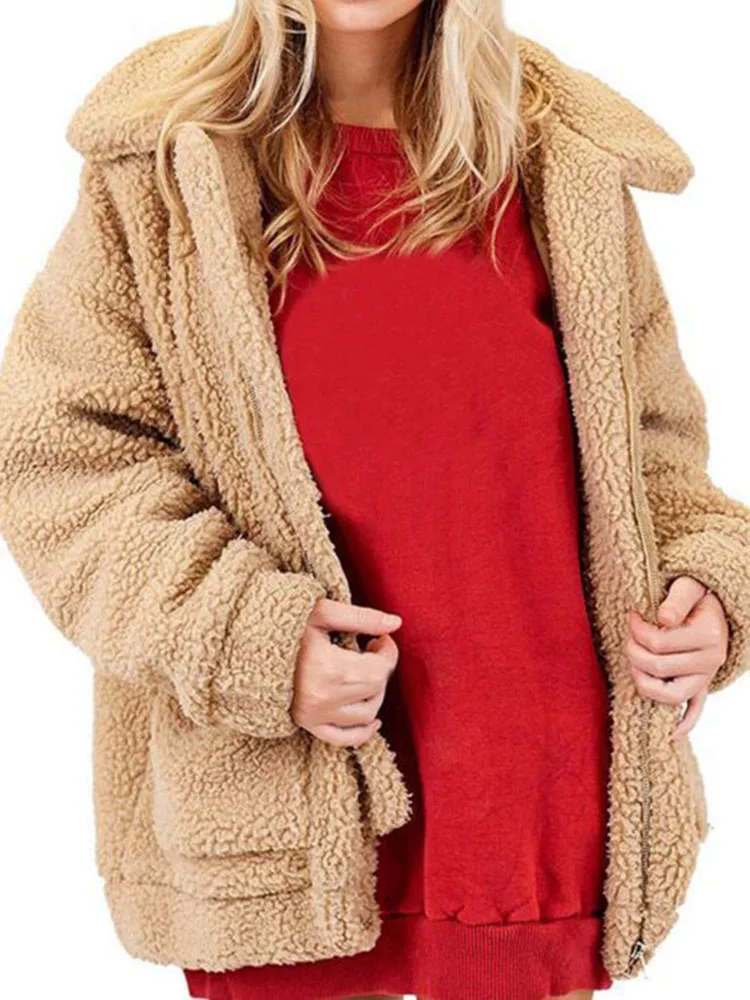 Красная плюшевая куртка женское плюшевое пальто длинные русские из