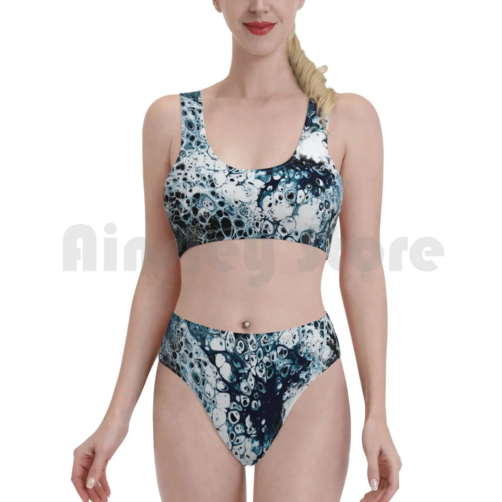 Акриловый купальник с фламинго для рисования (темный) бикини мягкой подкладкой и