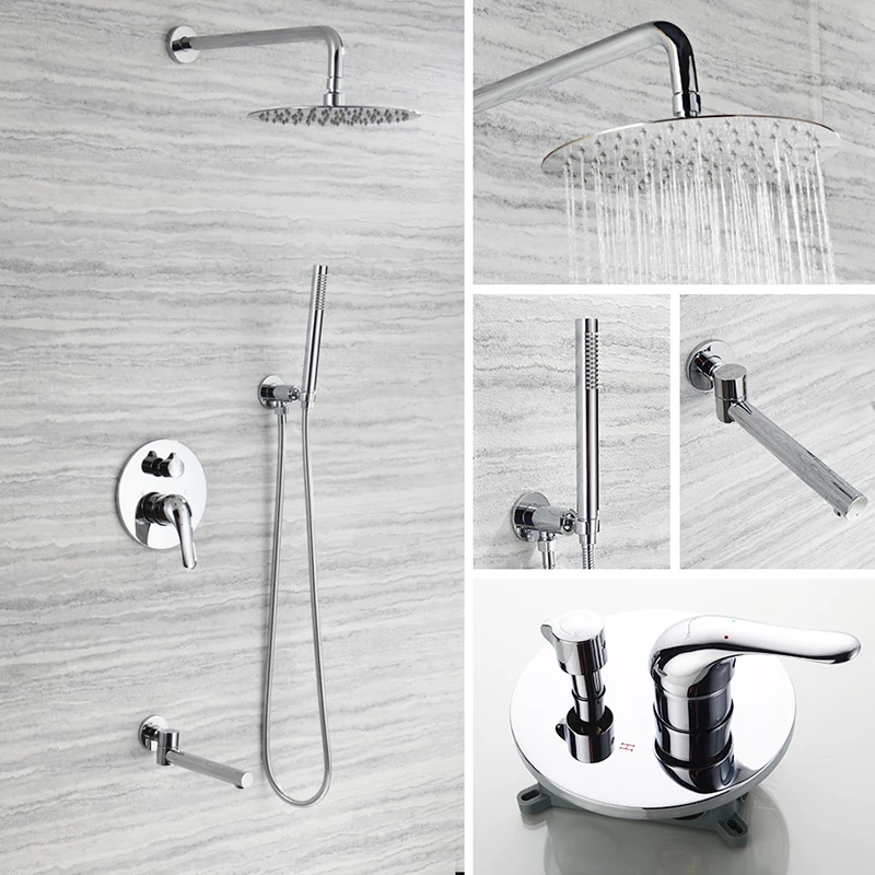 

Circular Shower Faucet Set Ceiling Mount Rainfall Bathroom Brass Shower Cold And Hot Mixer Tap Bathtub Shower
