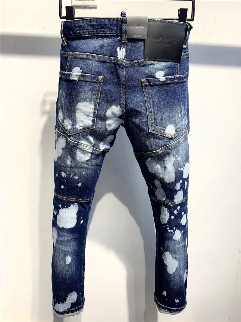 

Dsquared2 Biker Hole Jeans D2 Men Pants DSQ2 Embroidered Trousers A393