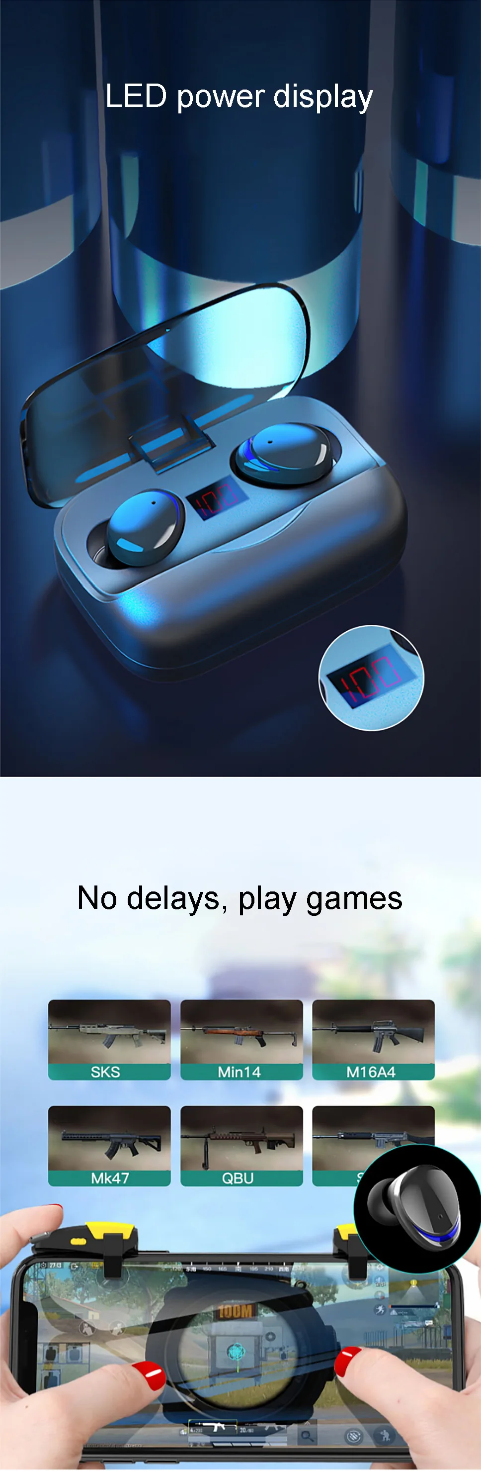 Bluetooth наушники true V5.0 Беспроводная Спортивная гарнитура с длительным временем ожидания светодиодный сенсорный IPX7 водонепроницаемые наушники с внешним аккумулятором для xiaomi
