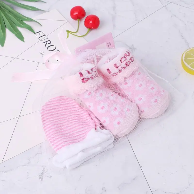 

1 Set Baby Socks Gloves Prevent Scratch Face Warm Winter Autumn Soft Breathable Cartoon Cute Fashion Newborn Boys Girls Costume