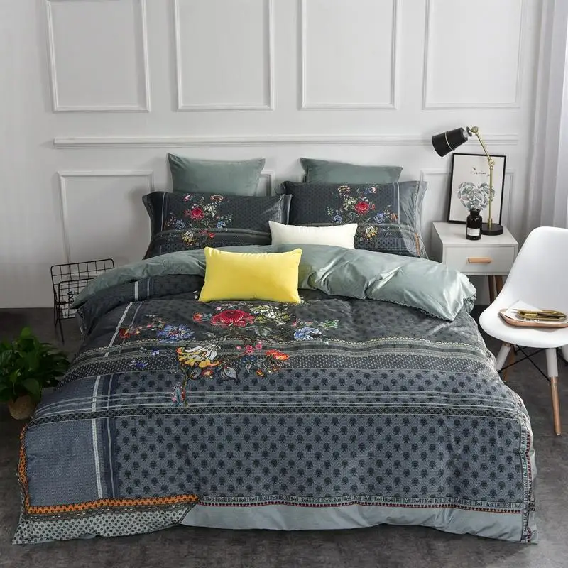 

Роскошный фланелевый Модный классический Комплект постельного белья зимний теплый флисовый мягкий пододеяльник простыня наволочки Корол...