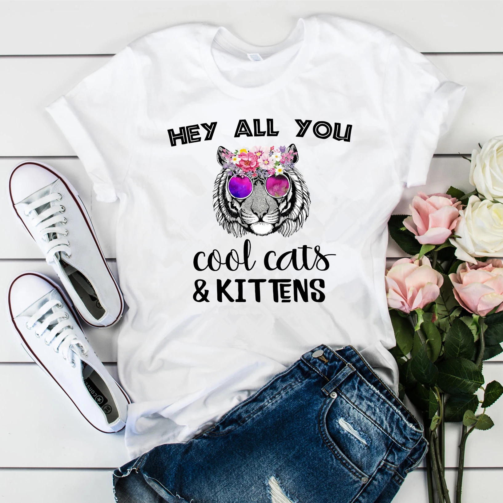 Новая футболка с тигром и Кингом экзотическая милые кошки котята Baskin Carole Did It Tee