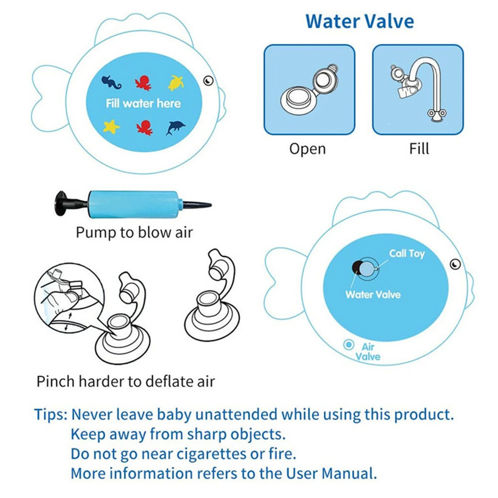 

Tummy Time Baby Water Mat Inflatable Durable Water Pad Toys Leak-free Baby Water Mat Is Made Of Environmentally PVC