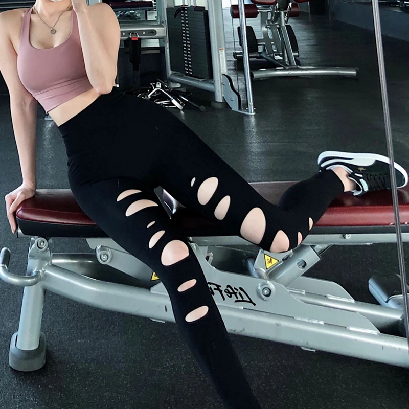 CJWAZSL yoga pants super stretch hollow high waist seamless leggings women's fitness leggings yoga pants fitness sports tights j