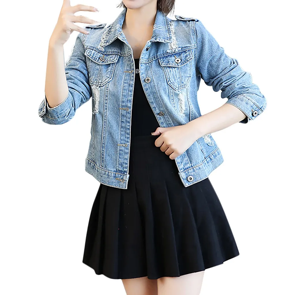 Джинсовая куртка-бомбер синяя короткая джинсовая куртка повседневная рваная 5XL