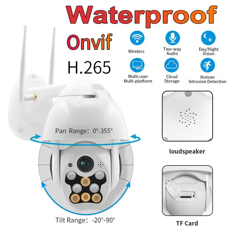 

1080P 2-полосная аудио животное CCTV WI-FI IP HD Камера Беспроводной Открытый PTZ умный дом безопасности H.265 ИК Ночное видение Cam Ночное видение