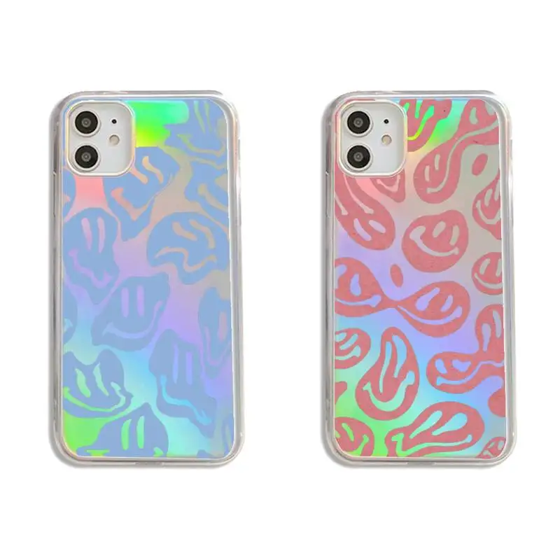 

Cute Smiley face colorful pattern Phone Case Transparent for iPhone 7 8 11 12 se 2020 mini pro X XS XR MAX Plus