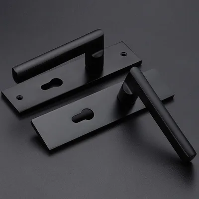 Черные однотонные алюминиевые дверные замки минималистичный замок для