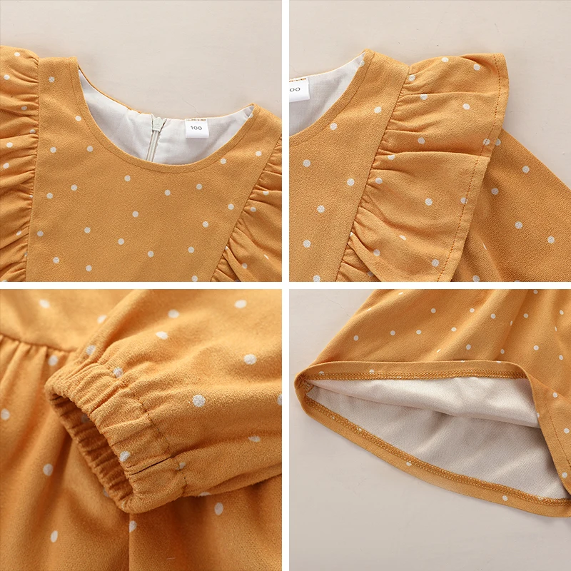 

Girl Dress 2021 New Spring Autumn Girl Polka Dot Dresses Kids Fashion Ruffles Costume Baby Casual Clothes Children Clothing 2-6Y