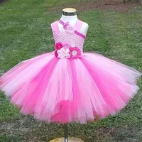 hot pink flower girls dresses for wedding party pink baby girls birthday clothes princess tutu dress for children