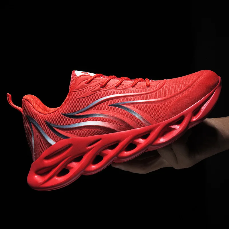 

Mesh Fashion Men Shoes High Elastic Rubber Shock Absorption Men Running Shoes Casual Lace Up Men Sports Shoes Large Size 46
