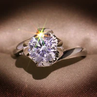 2022 new simple female wedding ring for women s925 sterling silver round flower 1 5 carat love engagement gift jewelry