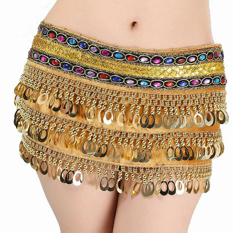 

Belly Dance Waist Chain Performance Armband Indian Dance Belt Sequin Stage Performance Lace Up Dancing Accessories