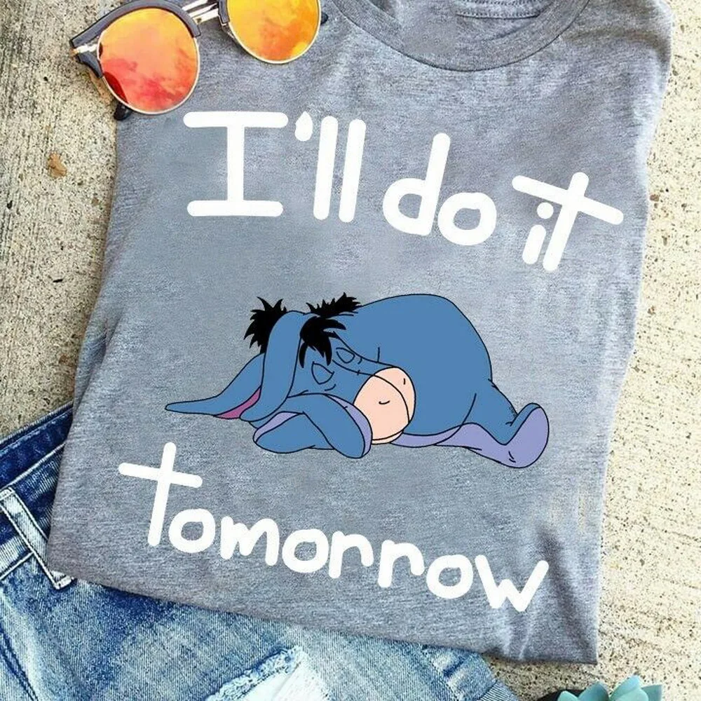 Lazy Eeyore I'Ll Do It футболка будущего женская спортивная серая M-3XL новая крутая |