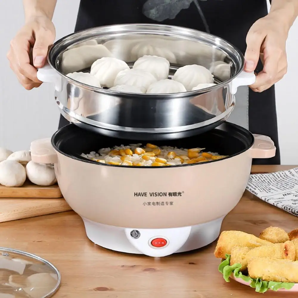 Electric Rice Cooker Hotpots Non-Stick Cooker Steamer Noodle Cooking Skillet Egg Steamer Soup Heater Pot Frying Pan Kitchen Tool