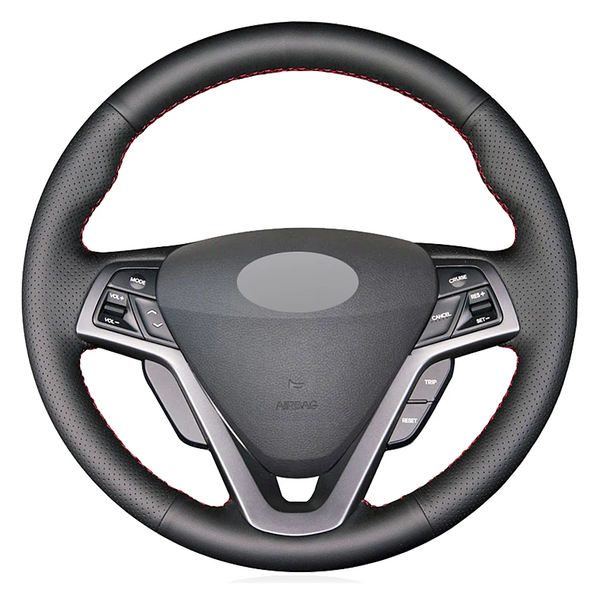

Black Genuine Leather Hand-stitched Car Steering Wheel Cover For Hyundai Veloster 2011 2013 2012 2014 2015 2016 2017