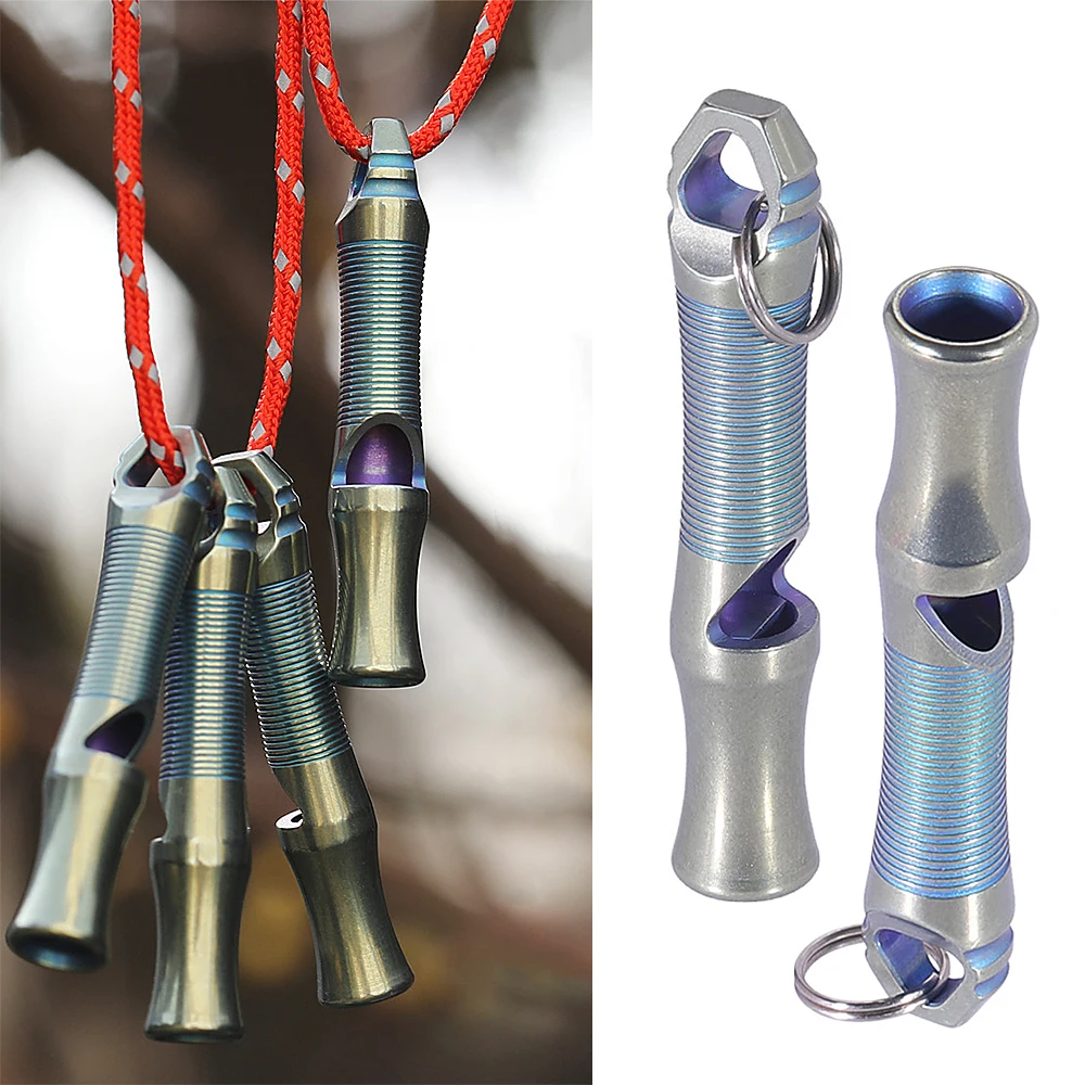 

Ultralight Titanium Emergency Whistle with Lanyard 103 Decibels for Outdoor Camping Hiking Signaling Survival Rescue