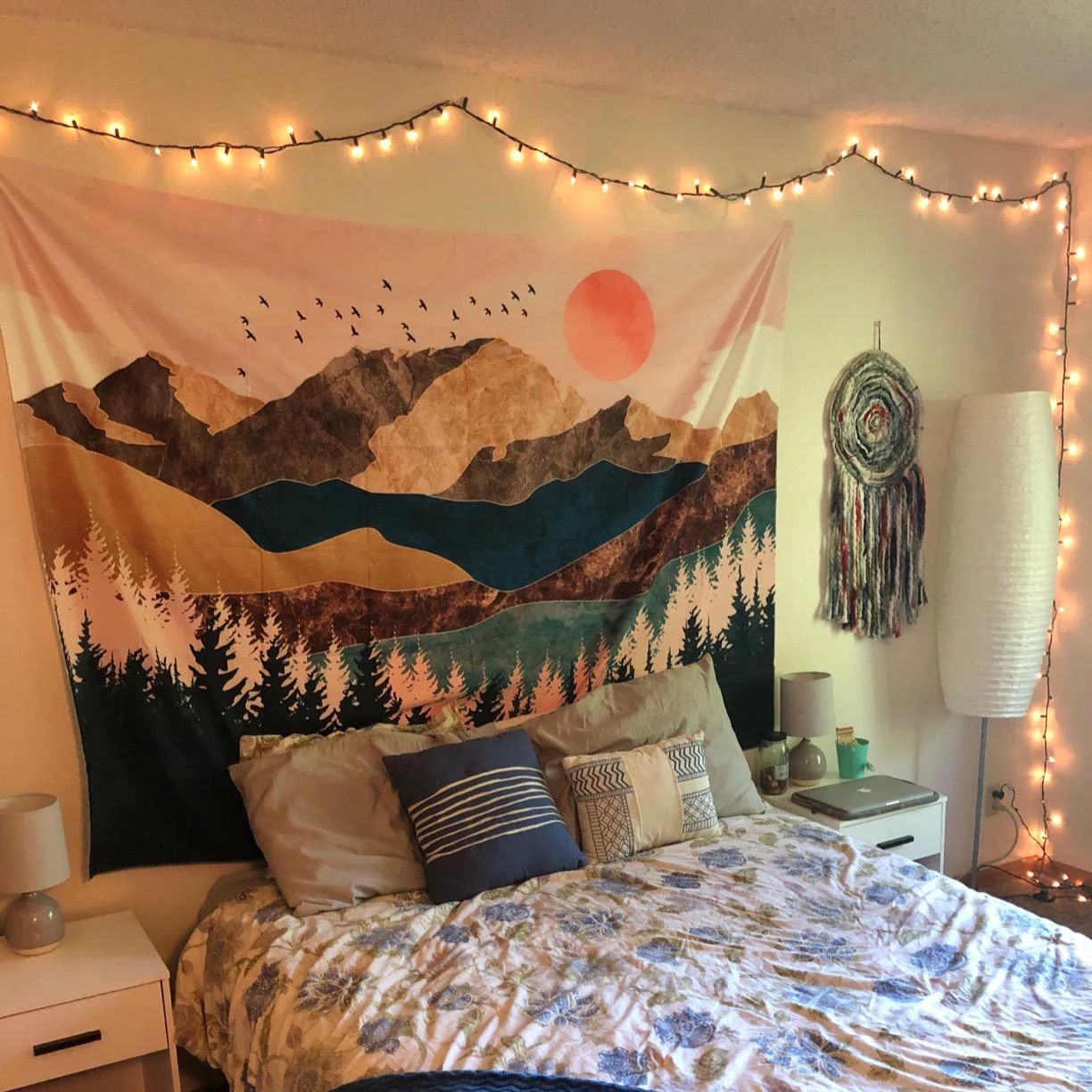 В богемном стиле Mountain Защита от солнца принт гобелен Хиппи Мандала стене висит