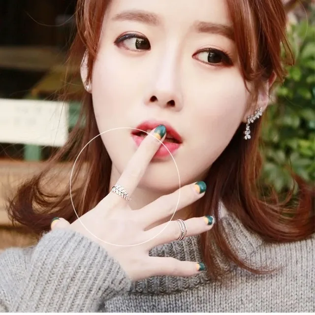 

925 Sterling Silver Fresh Sweet Branch Leaf Temperament Personality Fashion Female Trendy Resizable Opening Rings SRI025