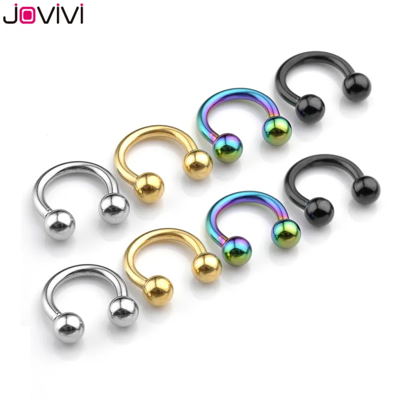 Jovivi, 2 шт., 14 г(1,6 мм), нержавеющая сталь, в плену, Круглый обруч, кольцо для носа, перегородка ухо, шпильки, многофункциональные, пирсинг, ювелирные изделия