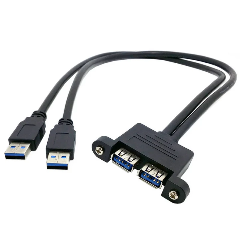 USB3.0 dual-port extension cable male to female with screw hole transfer ears fix the chassis surface baffle line | Компьютеры и офис