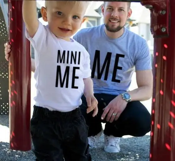 Spring Summer Autumn Parent-child Clothing Round Neck Short Sleeve ME MINI Letter Printing Casual T-shirt | Мать и ребенок
