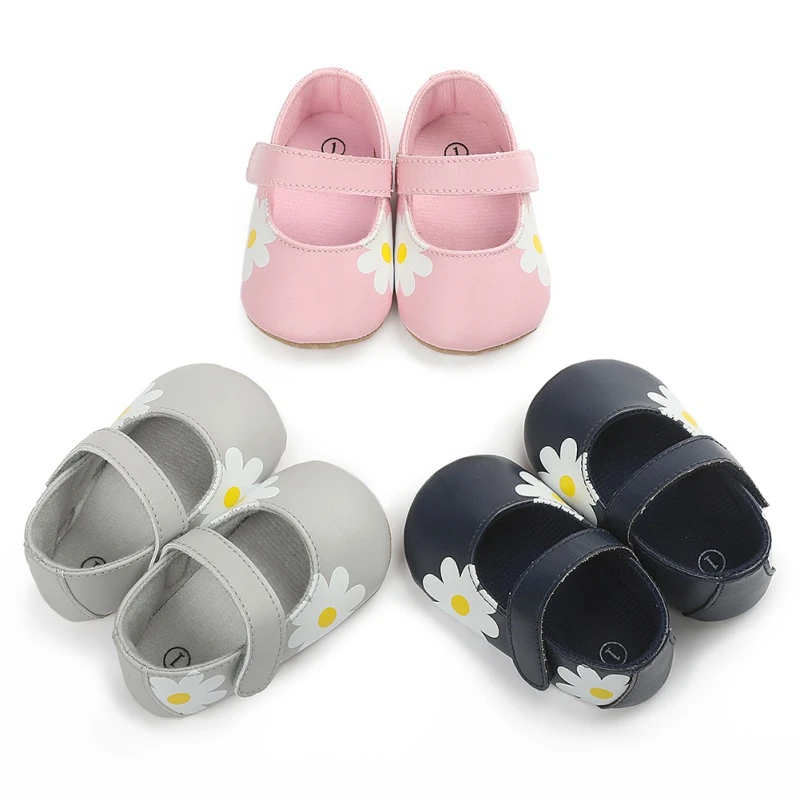 Hot Autumn Toddler Baby Girls Boys Casual Shoes Crib Shoes Leather Floral Slip On Baby Shoes