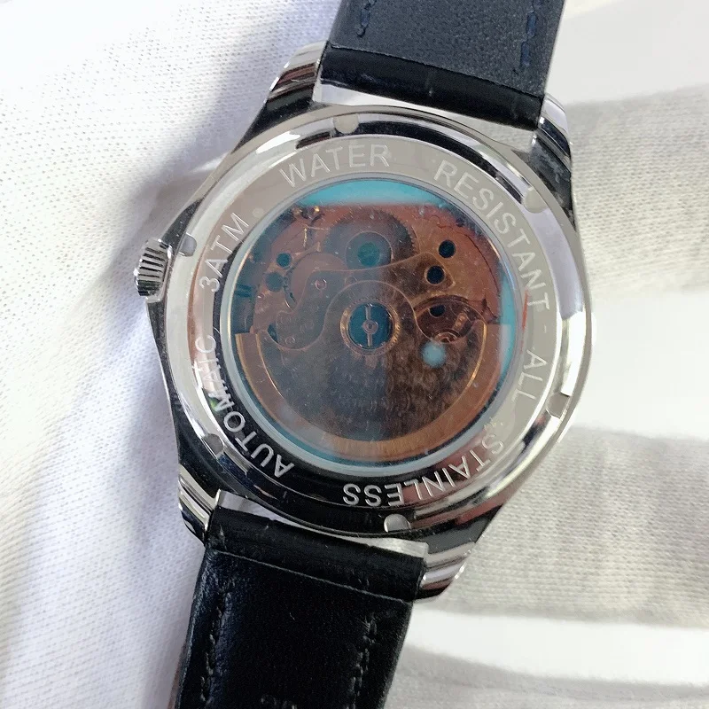Corgeut 41 мм Moon Phase fashtion автоматические мужские часы Механические наручные