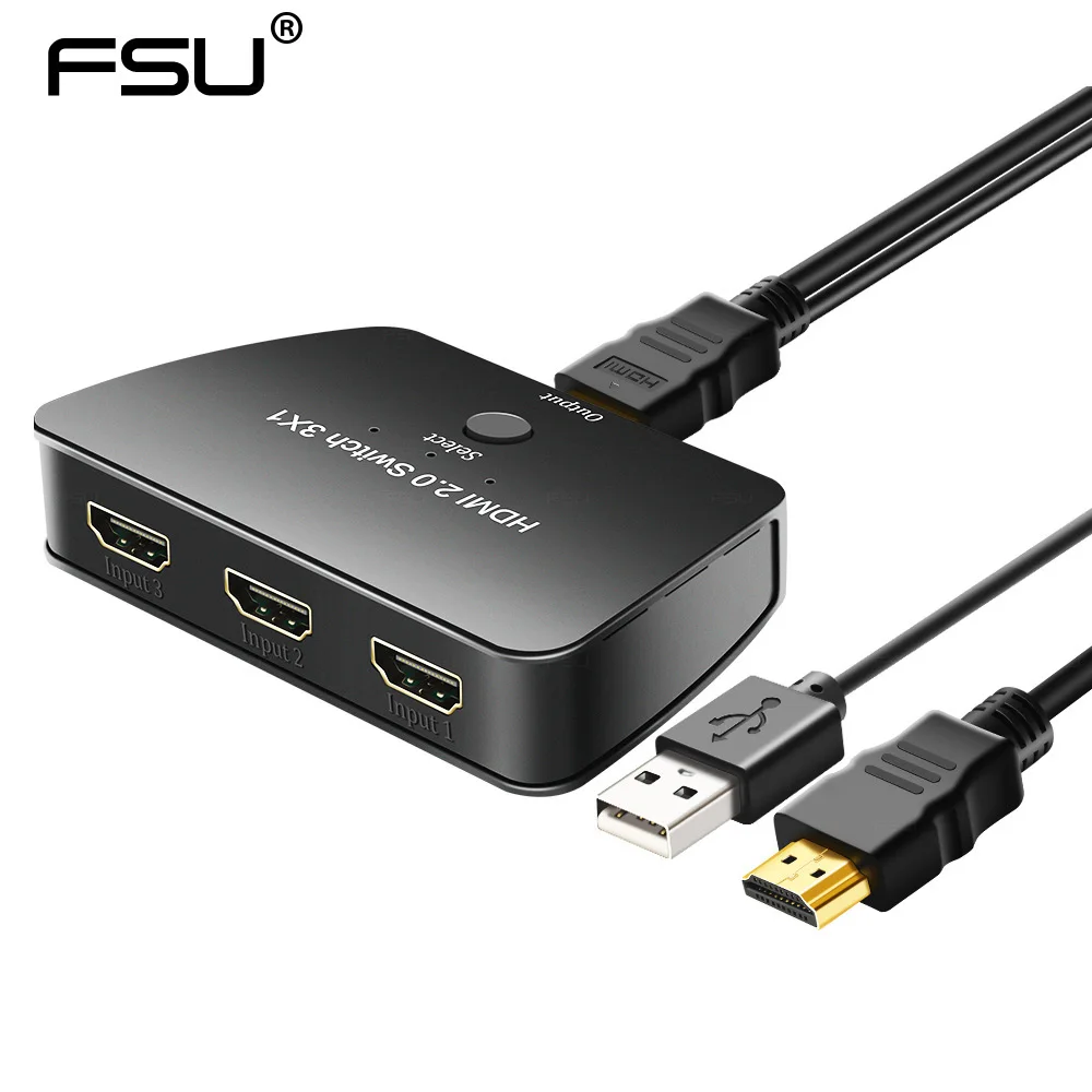 FSU 3 порта HDMI коммутатор 4K x 2 K/60Hz 3 в 1 выход с кабелем питания Sup порт s 1080P& 3D HD аудио для ноутбука ноутбук ПК адаптер