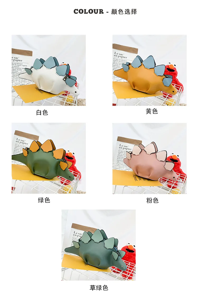 

Fashion Cartoon Creative Dinosaur Animal Messenger Bag Fashion Contrast Color Cute Female Shoulder Bag Cute Animal Bag