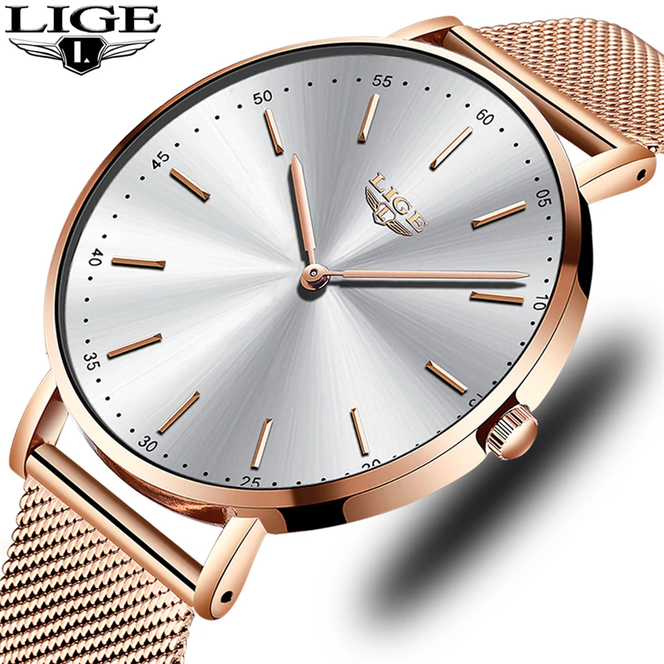 LIGE 2020 Fashion Mens Watches Top Brand Luxury Quartz Watch Men Casual Slim Mesh Steel Waterproof Sport Relogio Masculino | Наручные