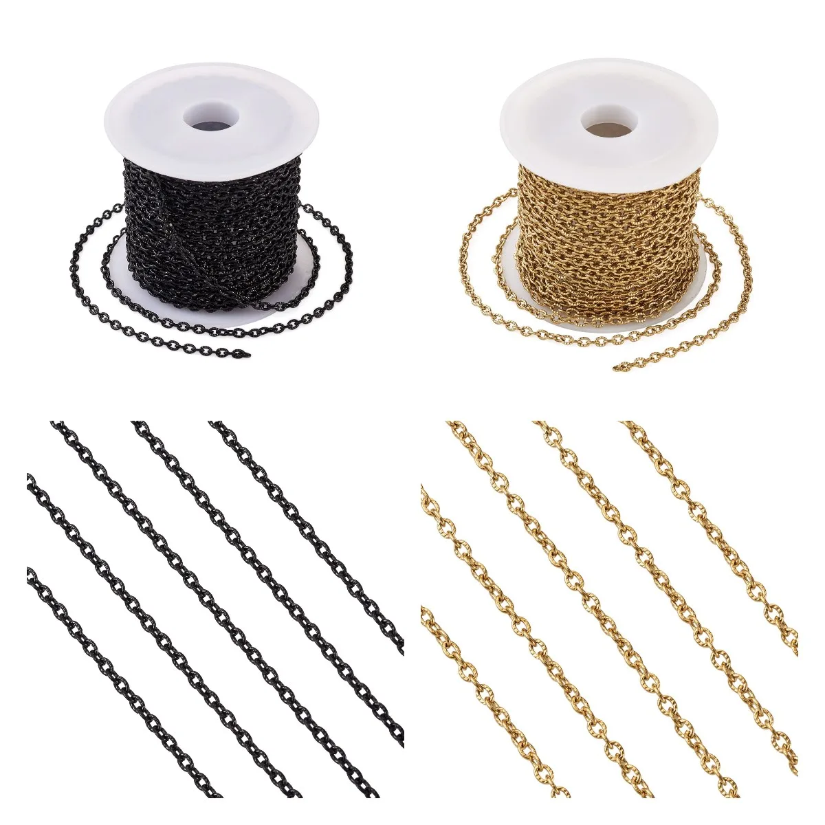 

5M/Roll Stainless Steel Textured Chain Black/Gold Color Punk Chunky Chains For Necklace Bracelet Jewelry Making Accessories