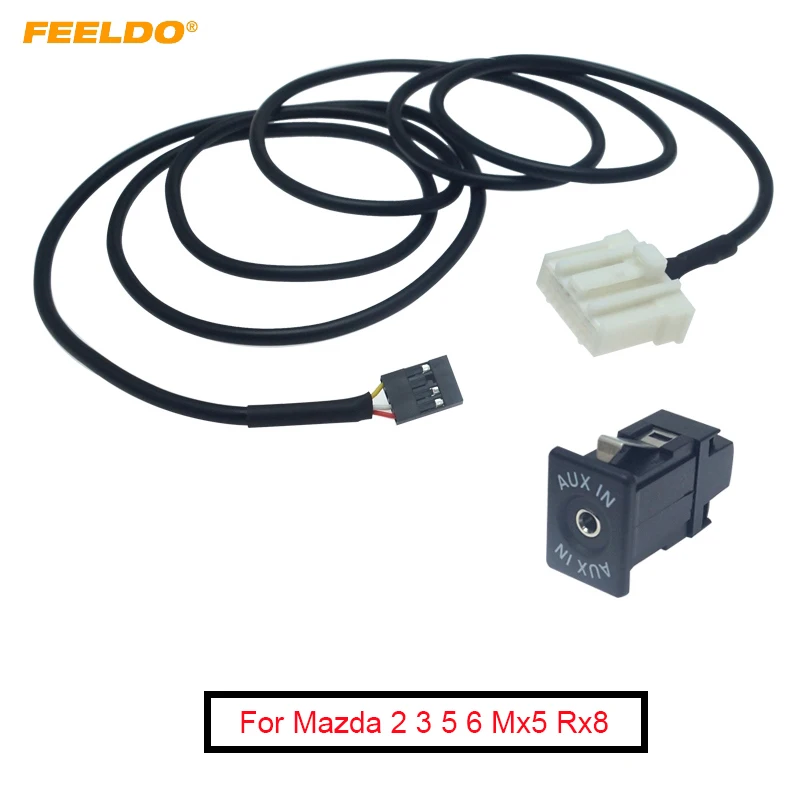 FEELDO Automotive 32-Pin Aux-In Audio Cable Socket Interface Music AUX Adapter For Mazda 2 3 5 6 Mx5 Rx8 2 3 5 6 Cx-7 Cx-9