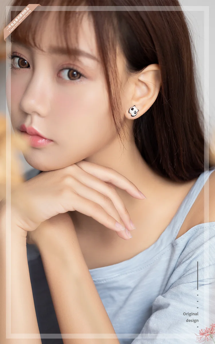 Thaya Lucky Cute Panda серьги-клипс Серебро 925 дизайн история ювелирных изделий для женщин элегантный подарок