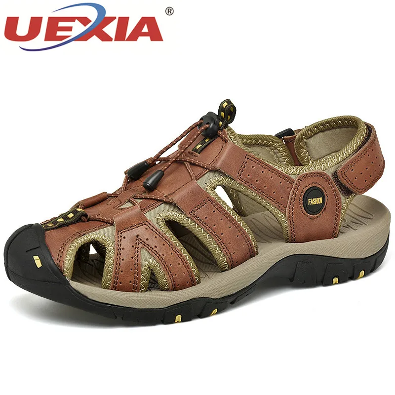 Сандалии мужские кожаные роскошные Повседневные Удобные уличная пляжная обувь в