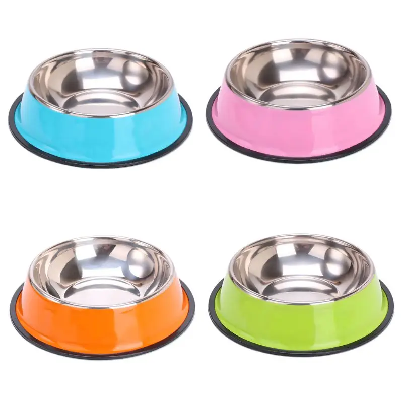 

Pet Round Bowl Cat Dog Eating Food Bowls Stainless Steel Non-slip Resistant Feeder Device Pets Tableware