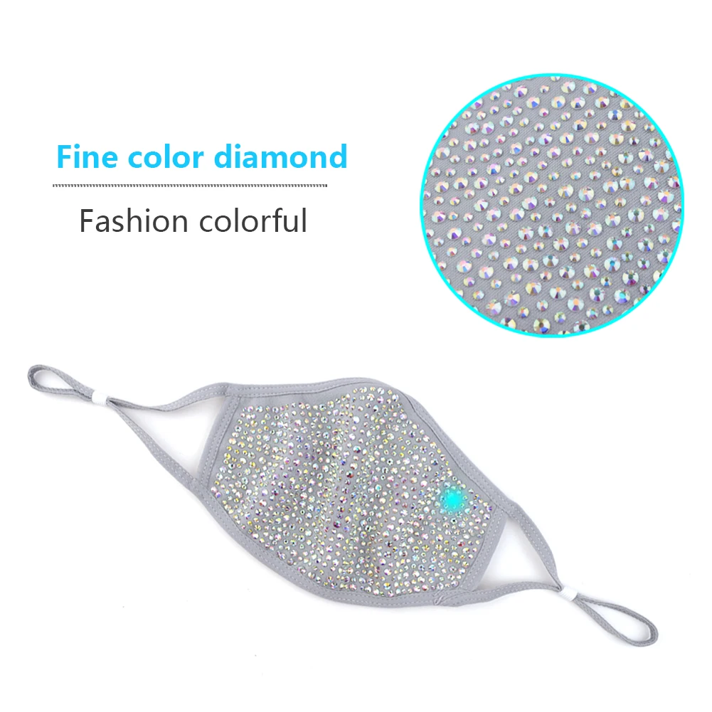 

2021 Fashion Multicolor Bling Rhinestone Mask Elastic Reusable Washable Festival Jewelry Halloween Prom Nightclub Decor KZ-010